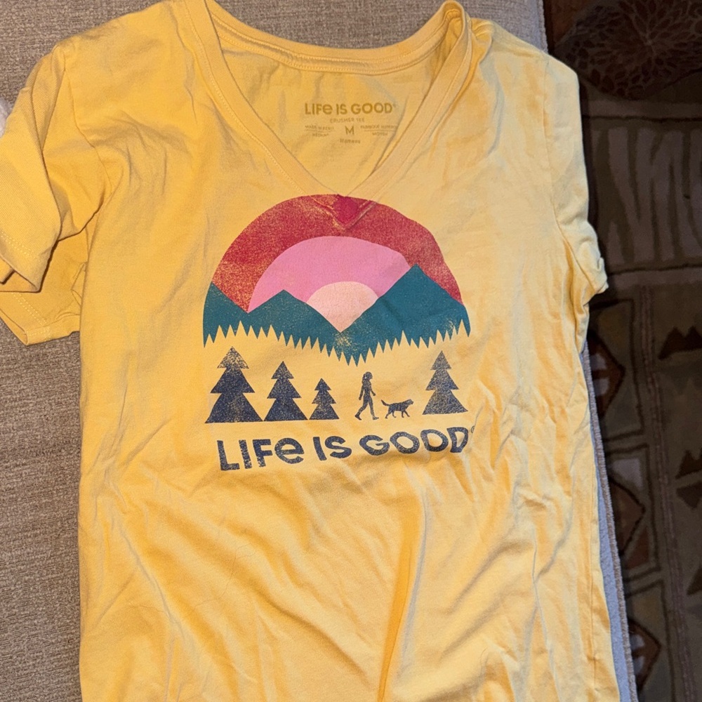 Life is Good Yellow Graphic Tee